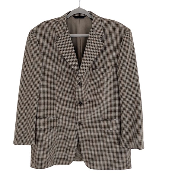 Burberry Men's Plaid 10% Wool Brown Suit Blazer Classic Old money Academia 42 SH - Picture 1 of 15